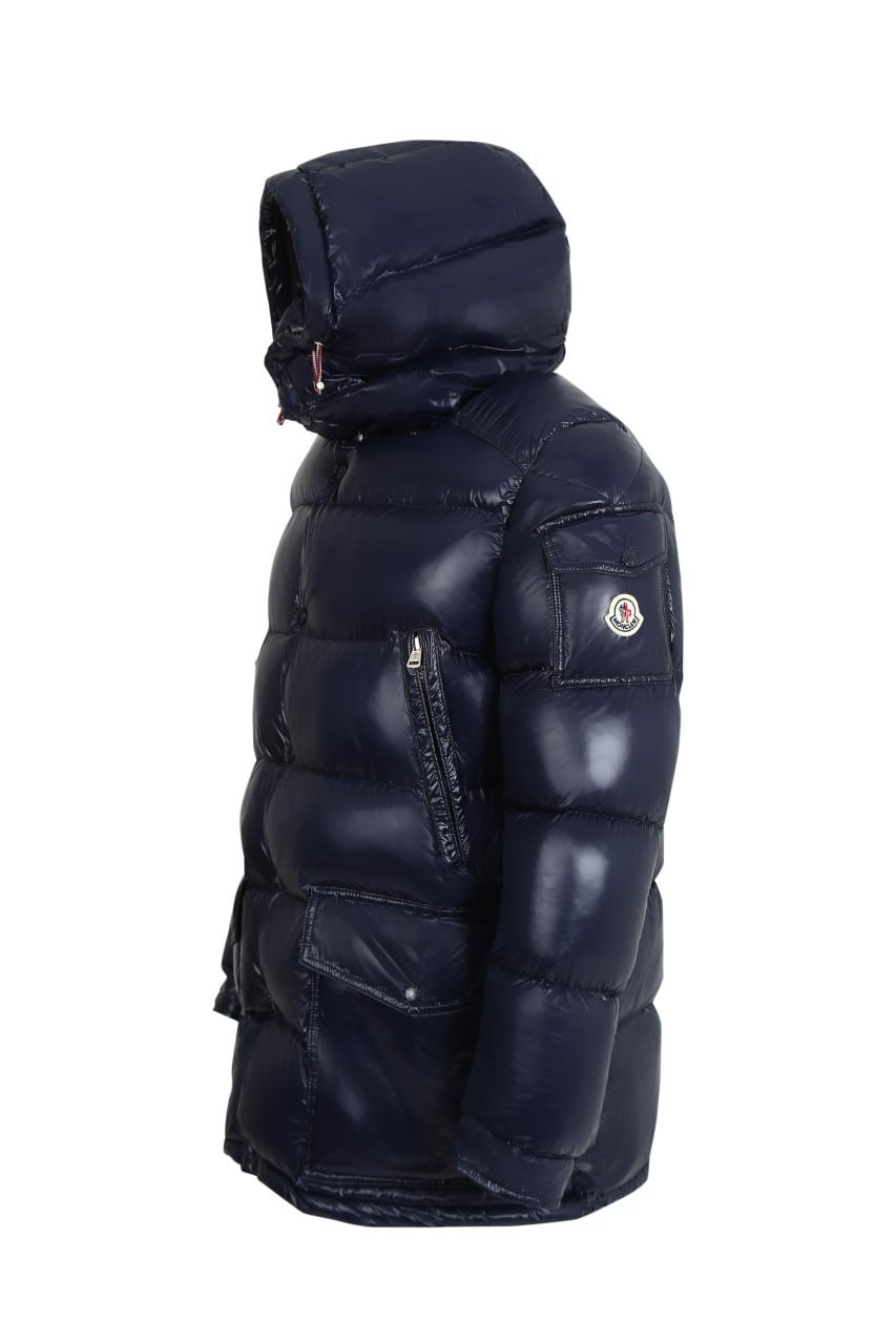 Moncler Maya Padded Jacket Luxury Winter Down Coat, Navy Blue Quilted Design, Premium Insulated Outerwear Size XXL