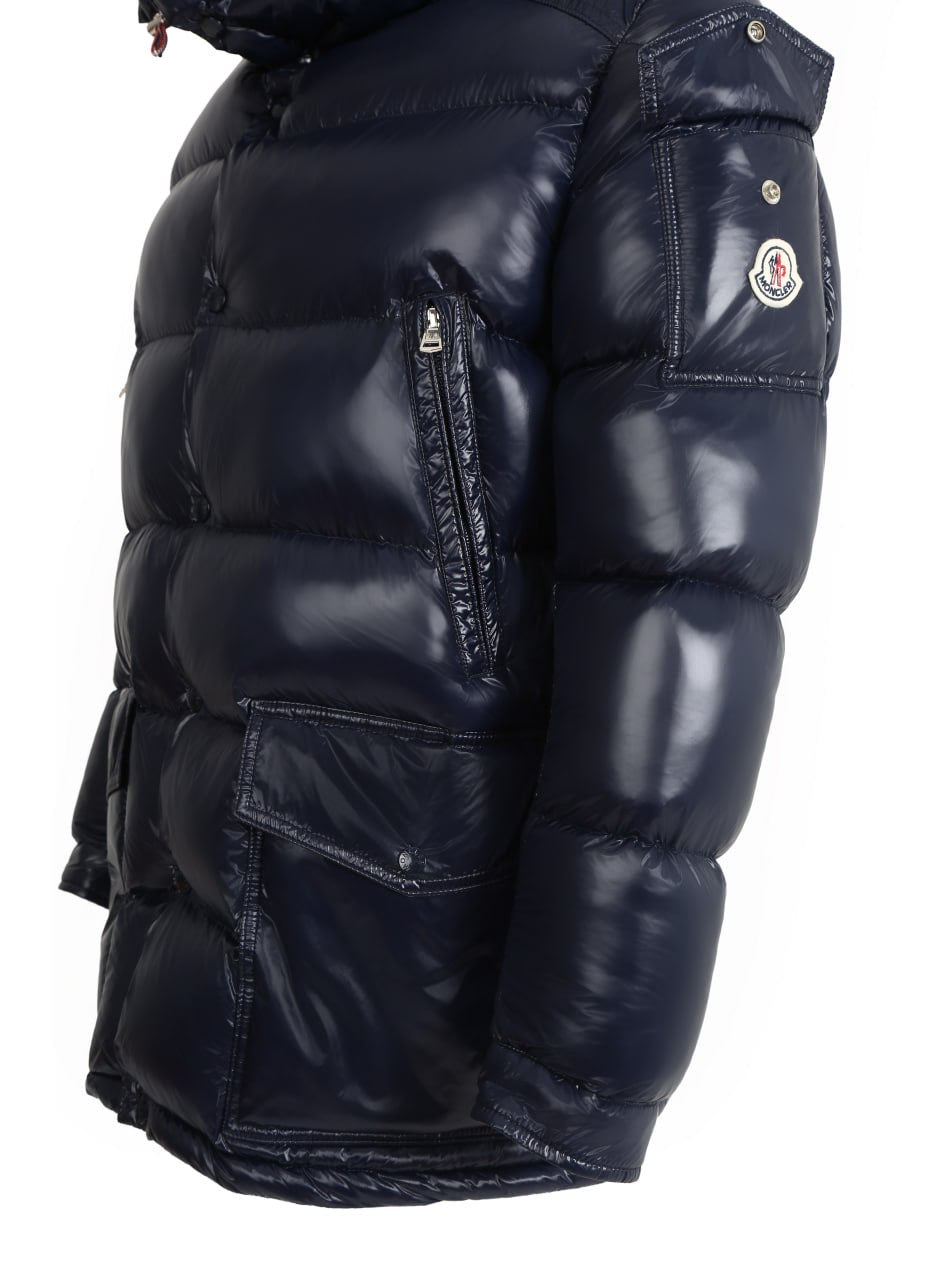 Moncler Maya Padded Jacket Luxury Winter Down Coat, Navy Blue Quilted Design, Premium Insulated Outerwear Size XXL