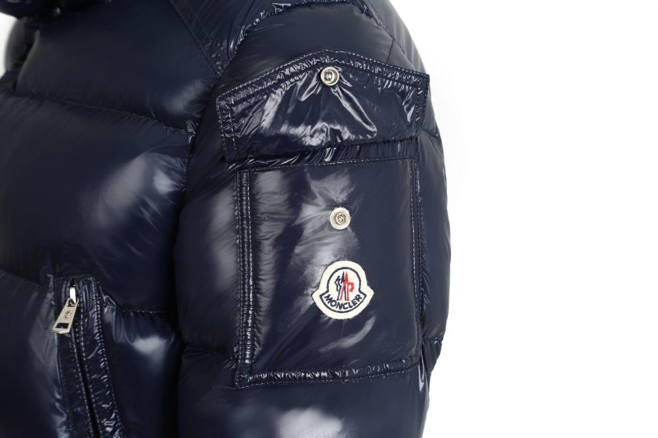 Moncler Maya Padded Jacket Luxury Winter Down Coat, Navy Blue Quilted Design, Premium Insulated Outerwear Size XXL