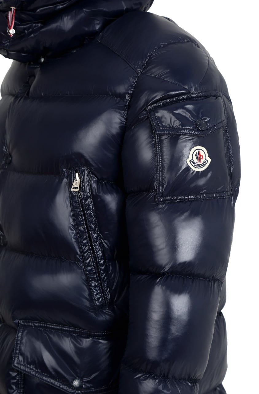 Moncler Maya Padded Jacket Luxury Winter Down Coat, Navy Blue Quilted Design, Premium Insulated Outerwear Size XXL